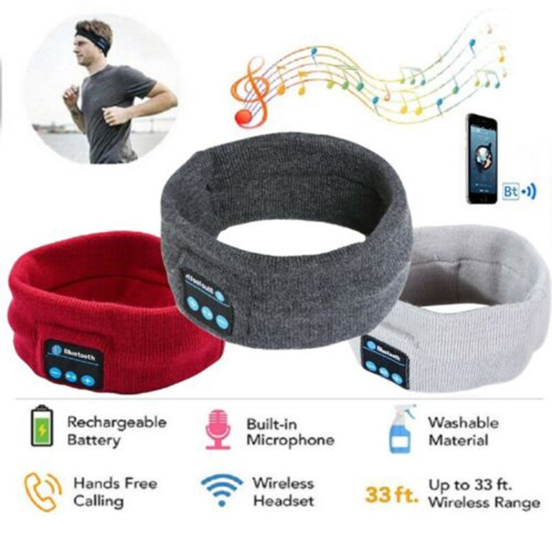 Trådløs bluetooth headset stereo hovedtelefoner fitness kører øretelefon søvn headset øvelse sovende musik pandebånd