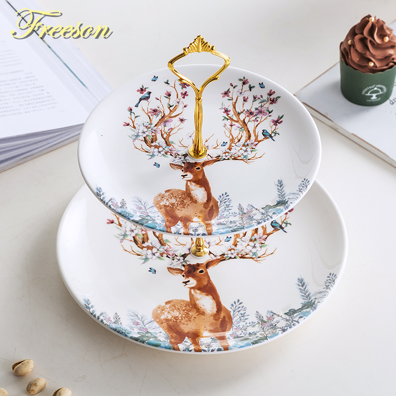Elg keramiske frugtplader rensdyr snack retter jul hjorte kage plade slik fad mad porcelæn bakke bordservice dekoration