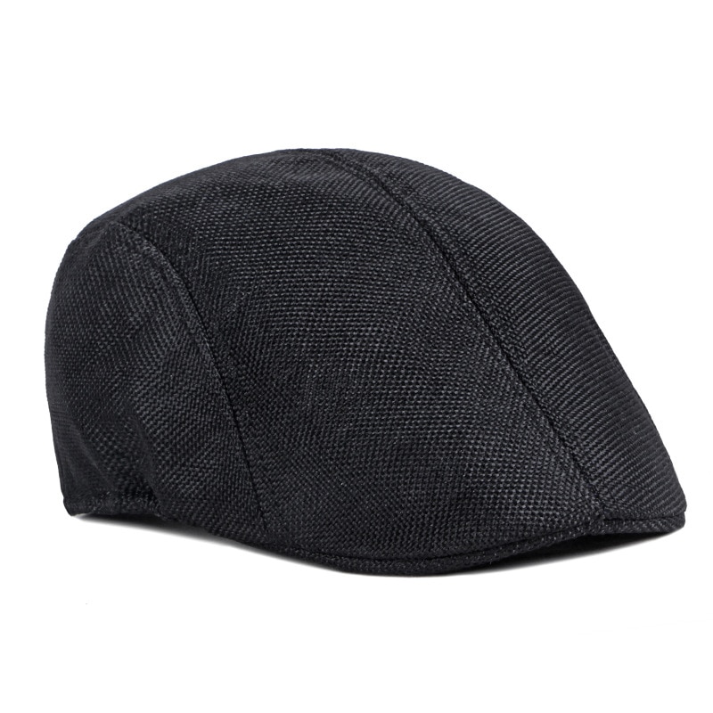 Summer Mesh Berets Hat For Men Solid Black White Breathable Newsboy Cap Women Retro Painter Cap Thin Flat Herringbone Hat Boina: Black