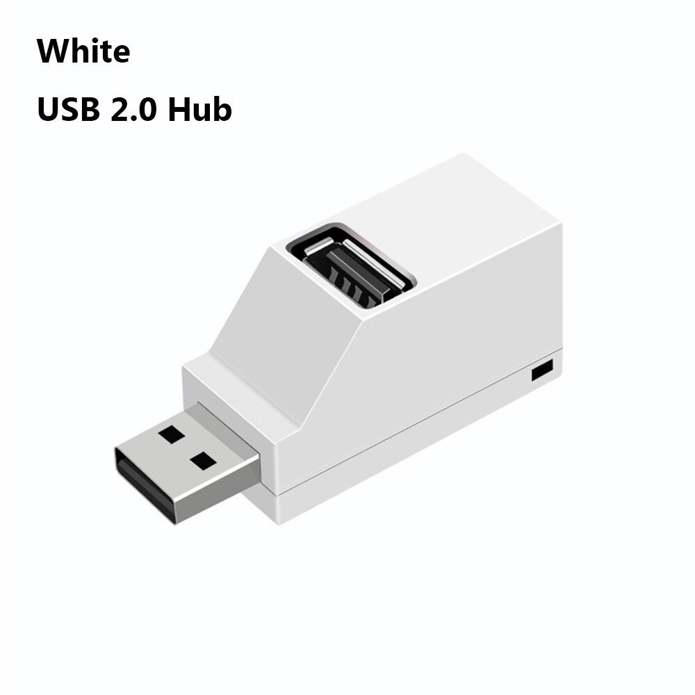 Mini 3 porte usb 3.0 splitter hub højhastigheds dataoverførsel splitter box adapter til pc bærbar macbook pro tilbehør: Usb 2.0 hub hvid
