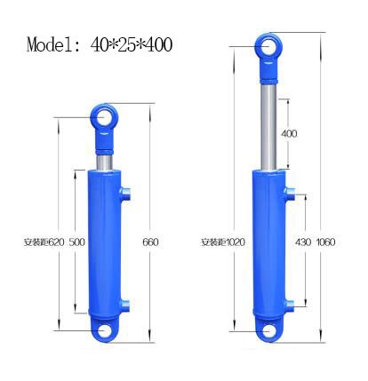 100-500mm Travels Hydraulic Oil Cylinder Heavy Duty Bidirectional Lifting Small Wood Splitter 1/2 Tonnage Hydraulic Ram: 400mm