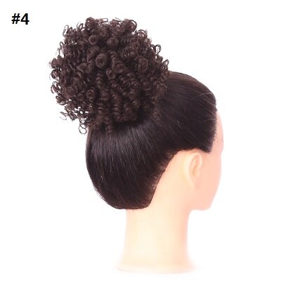 3inch High Afro Puff Hair Chignon Kinky Curly Ponytail Drawstring Short Ponytail Synthetic Hair Bun Golden Beauty: #4