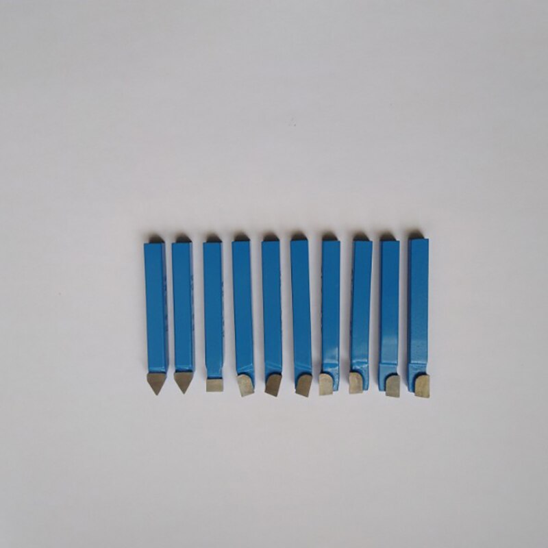 10Pcs Blue Carbide Lathe Tool Bit 1/4Inch Metal Tip Tipped Cutter Set For Cnc Tools