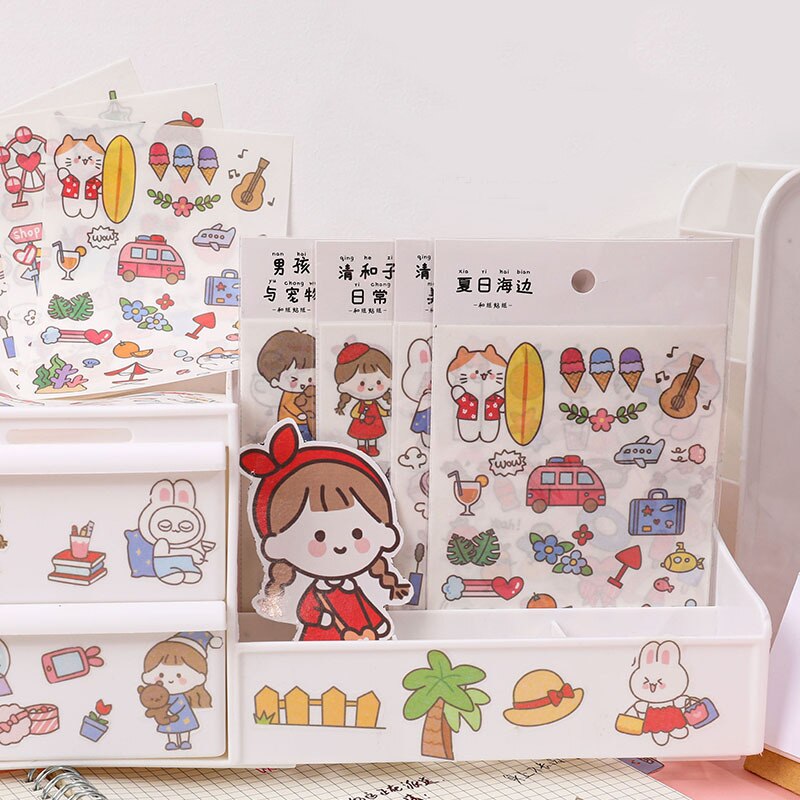 Mohamm 4 Stuks Qing Hij Zi Serie Originele Diy Decoratie Sticker Creatieve Scrapbooking Stationaire Schoolbenodigdheden