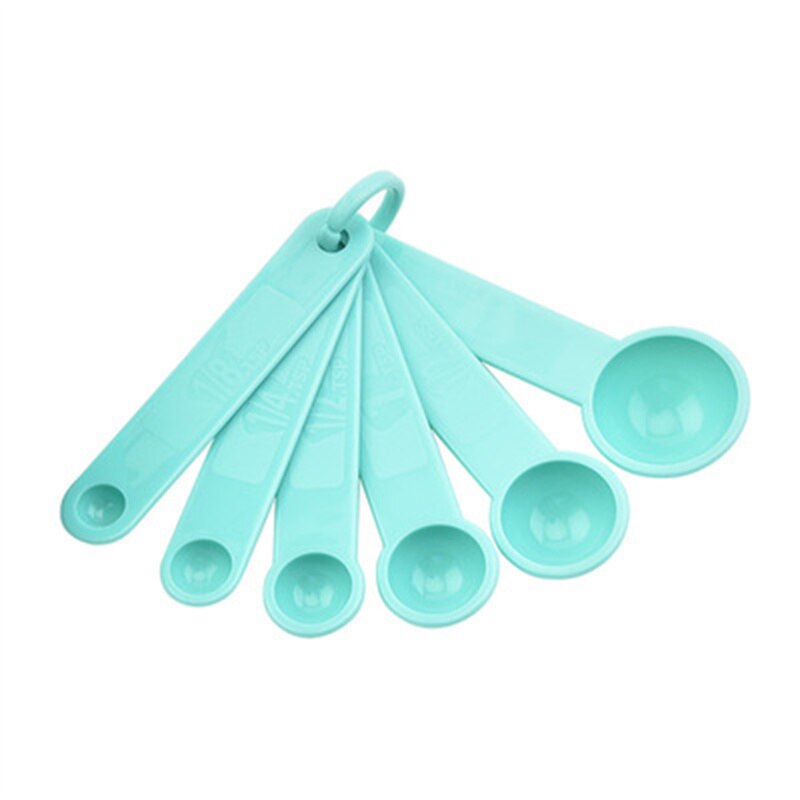 5/10/11pcs Multifunction Purpose Coffee Sugar Spoons Cup Measuring Tools PP Baking Accessories Plastic Handle Kitchen Gadgets: green-6pcs-spoon