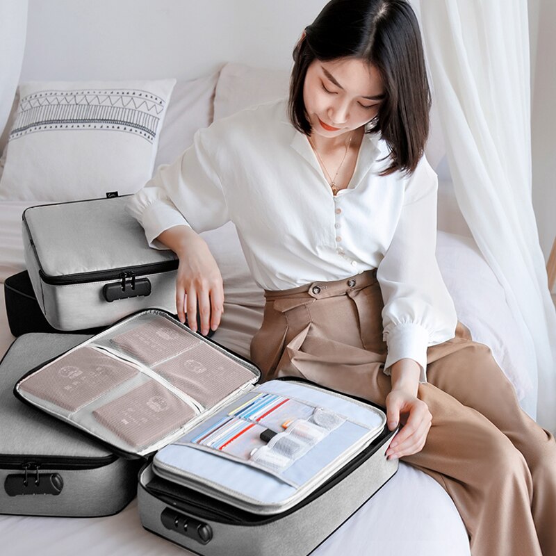 Portable Large Capacity Document Bag Password Lock File Folder Ticket Bag for Home Travel Organizer Storage Supplies Duffle Bag