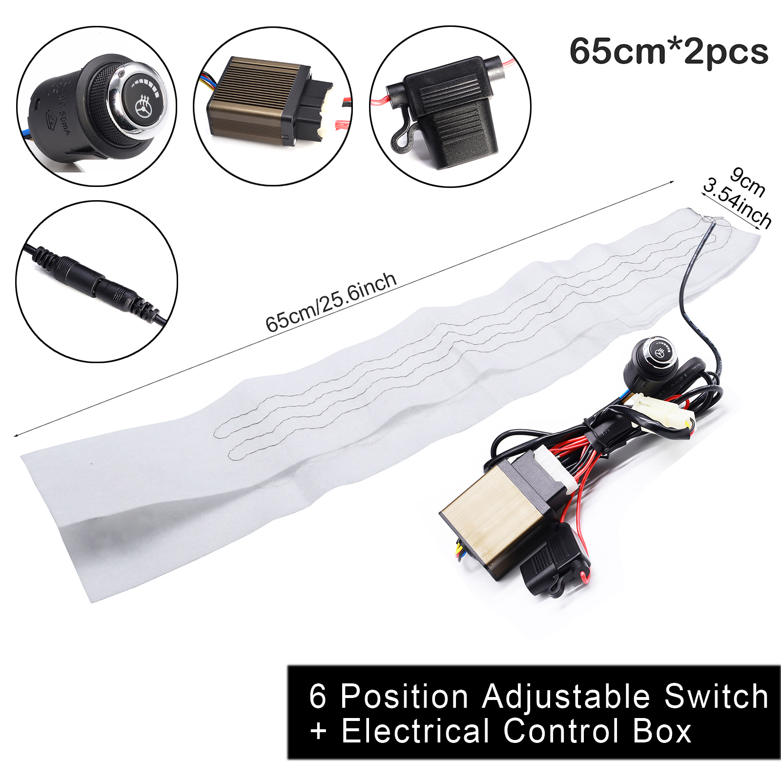 130 cm Universal Auto Beheizte Lenkrad Abdeckung Heizung DIY Kit Pad Winter Mit Schalter Hand Wärmer 12 V thermische Zubehör: Black