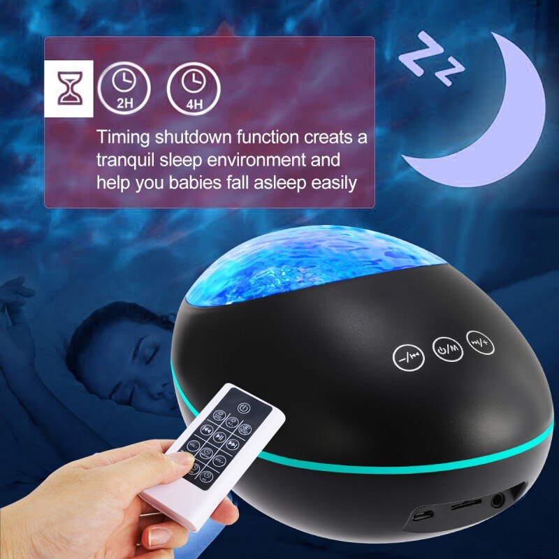 Lucky Stone Ocean Wave Projector 12 LED 8 Kleuren Night Light Lamp Projector Muziekspeler Voor Baby Kinderen Voor Party kerst