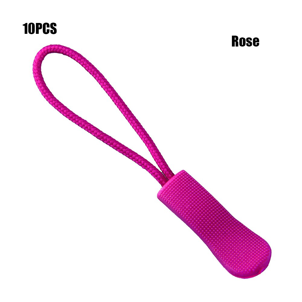 10 Pcs Zipper Pull Puller End Fit Rope Tag Fixer Zip Cord Tab Replacement Clip Broken Buckle Travel Bag Suitcase Tent Backpack: Rose
