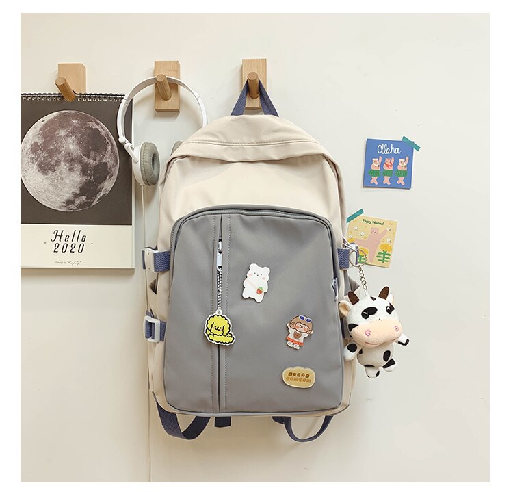 Kobiety student urocze plecaki Kawaii tornister dla nastolatków dziewczyny klasyczny plecak na laptopa kobieta dziennik podróży torby damskie Mochila: Szary