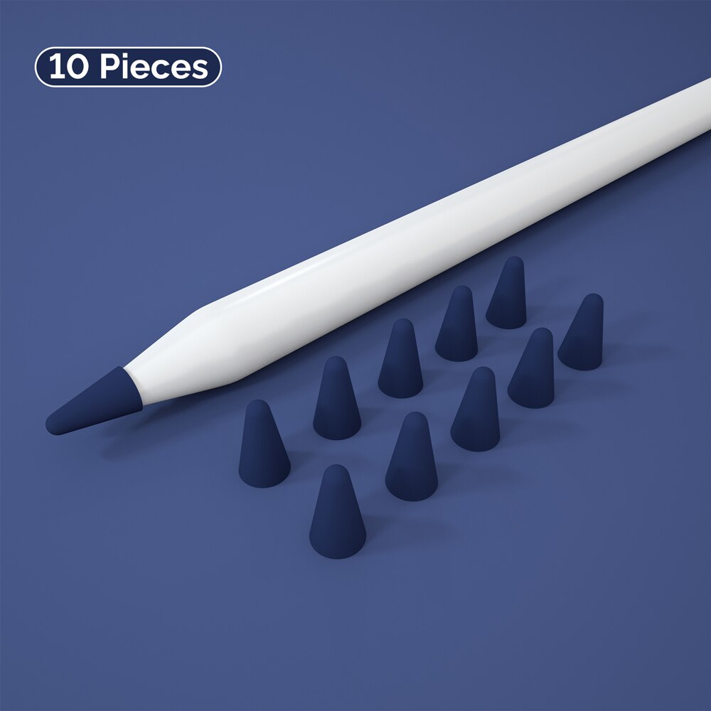 10pcs Protective Case For Apple Pencil 1 2st Pen Point Stylus Penpoint Cover Silicone Protector Case For Apple Pencil2 Case: Dark Blue