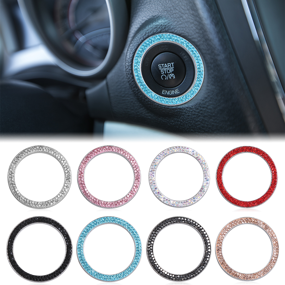Auto's Start Stop Ontsteking Drukknop Cover Auto's One-Key Motor Strass Diamant Kristallen Ring DIY Auto Decoratie