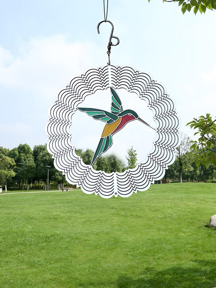 Wind Spinner Hanging Stainless Steel Metal Sheet 3D Three-dimensional Spinner Sound Pendant For Outdoors Gardens Balconies