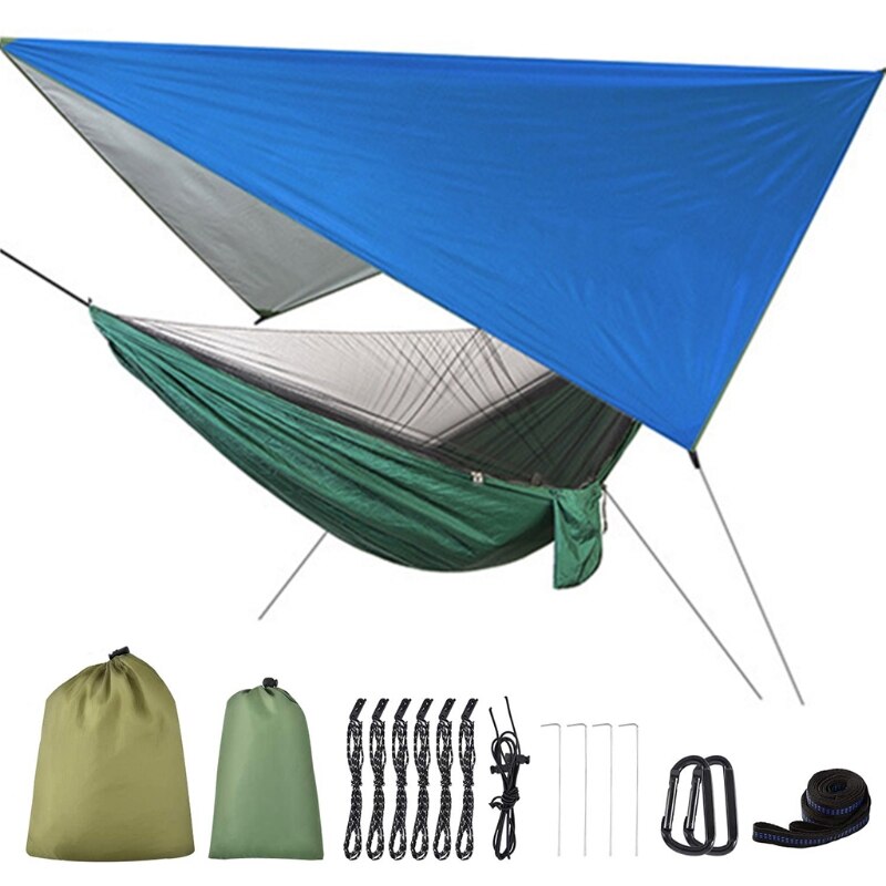2 in 1 Lightweight Portable Outdoor Camping Hammock Mosquito Net Hammock Tent With Waterproof Canopy Awning Netting Set girls lo: M