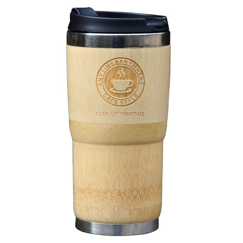 500ml kaffekrus rustfrit stål tørretumbler termokop drikker te mælk termokande bambusisolering vandflaske rejsekrus