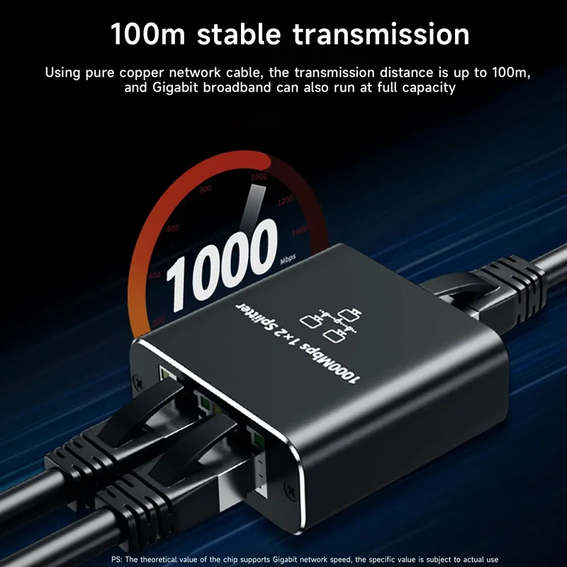 Adaptador de Extensão Gigabit Ethernet RJ45, Conector de Rede 1000Mbps para PC, Laptop, TV Box e Roteador