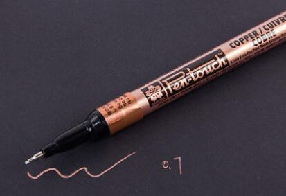 Sakura pen-touch metalliske tuscher uigennemsigtige oliemaling penne 0.7 mm 1.0 mm 2.0 mm hvidguld sølv japan: 07mm kobber