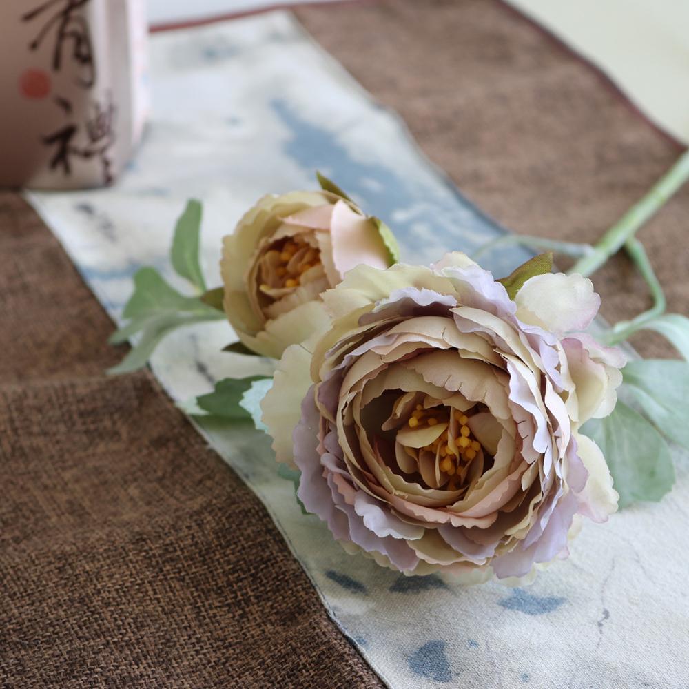 Vacker silke te pion ros blomma | konstgjorda plastblommor för bröllop, hemtillbehör, rumsdekoration: 4