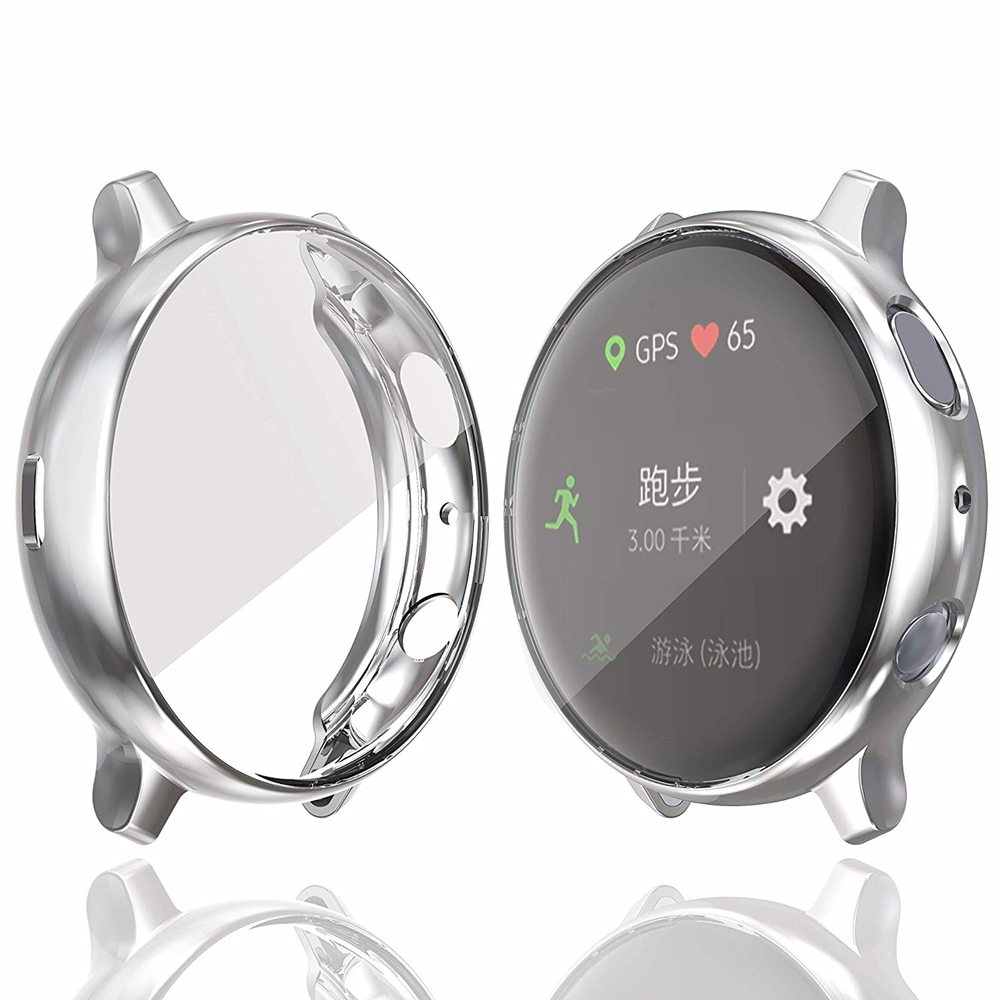 Tpu-hoesje voor galaxy watch active 2, 44mm hoesjes, schermbeschermer, antikras, zachte beschermbumper voor samsung active 2, 40mm hoesje: Zilver / Actief 2 40mm