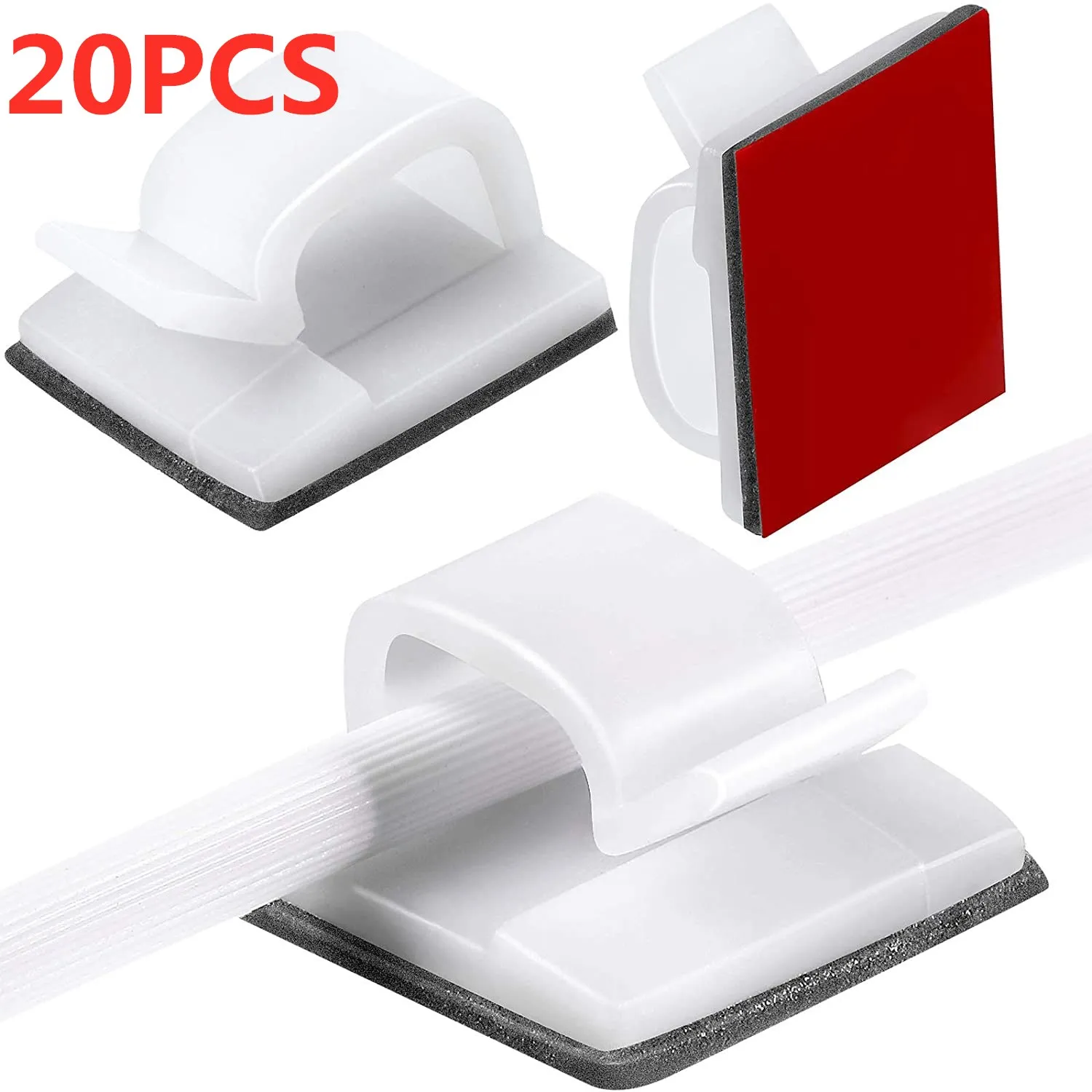 Zelfklevende draadorganizer Kabelhouder Snoerbeheer Harnas Klemclip voor thuis PC Voeding USB-kabel Bedrading Desktop Cord Manager: Oranje