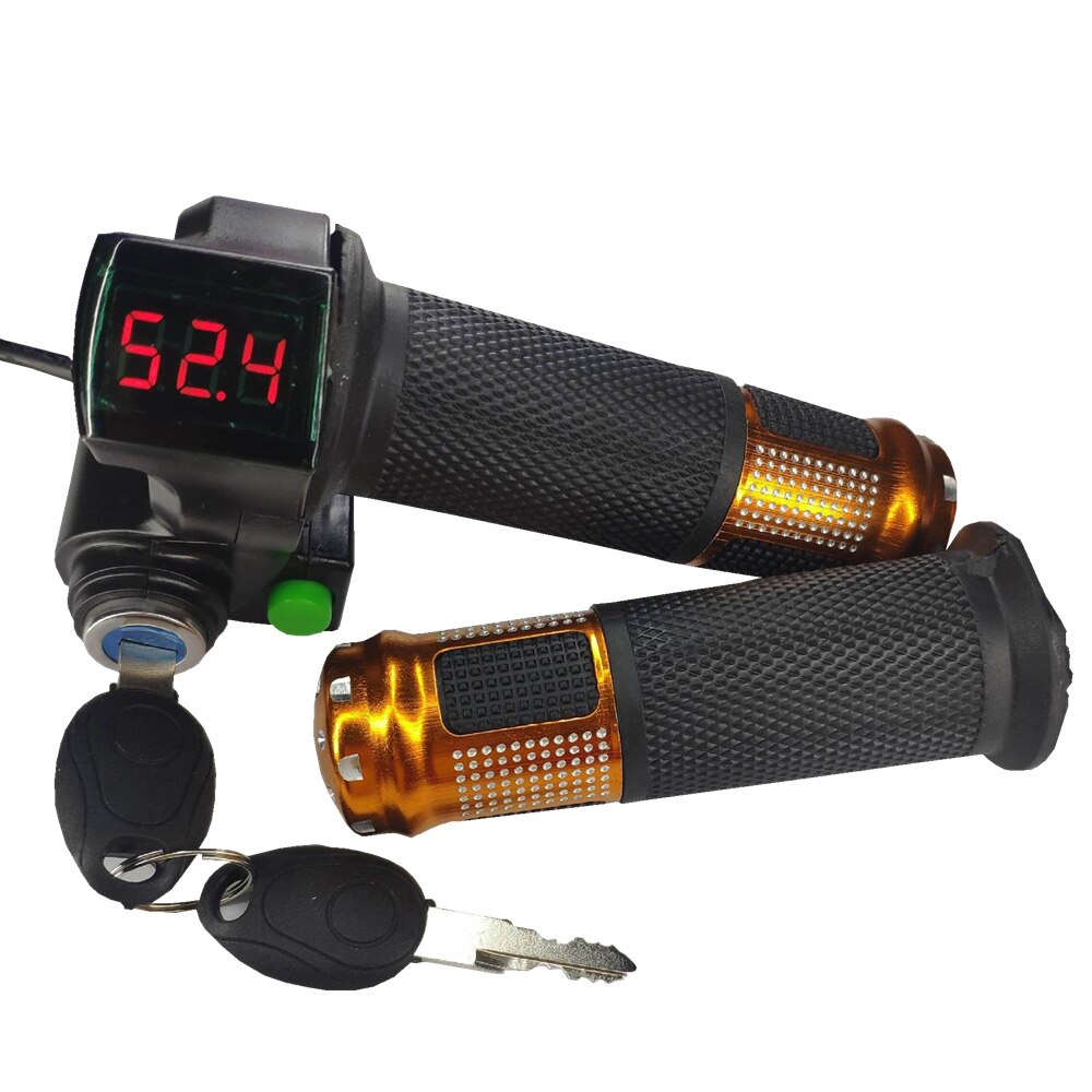 1 Paar 12-84V Universele Elektrische Fiets Scooter Twist Throttle Gashendel Met Led Spanning Display & Snelheid schakelaar E-Bike Onderdelen: Goud