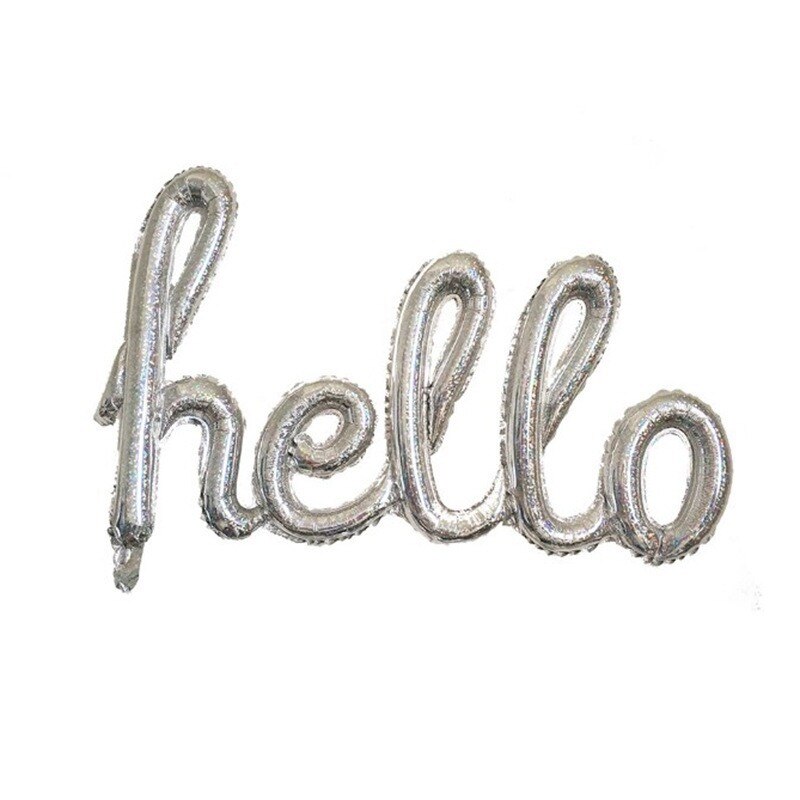 Aluminum Film Balloon Conjoined Letters Hello Party Birthday Party Decoraciones Para Fiestas Globos De Baby Shower Decorations: Hello-Silver