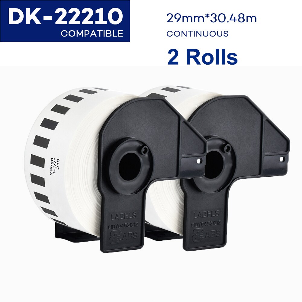 2 etykiety rolkowe kompatybilne z drukarką termiczną Brother QL570 DK 22205 DK11209 DK22205 ciągłe i wycinane standardowe etykiety adresowe: 2Rolls DK-22210