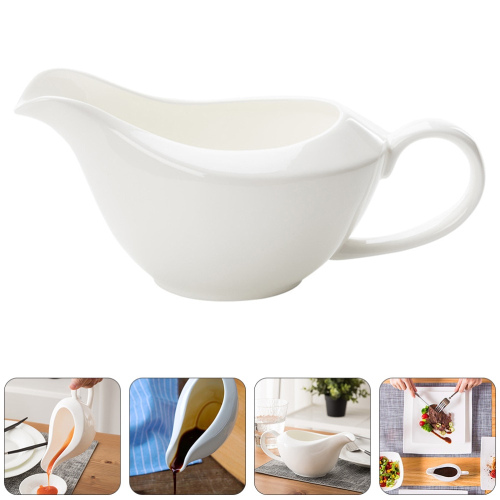 Ceramic Gravy Boat Saucier Sauce Jug Seasoning Storage Container Ceramic Steak Tomato Sauce Cup Seasoning Jug Pour Gravy Sauce