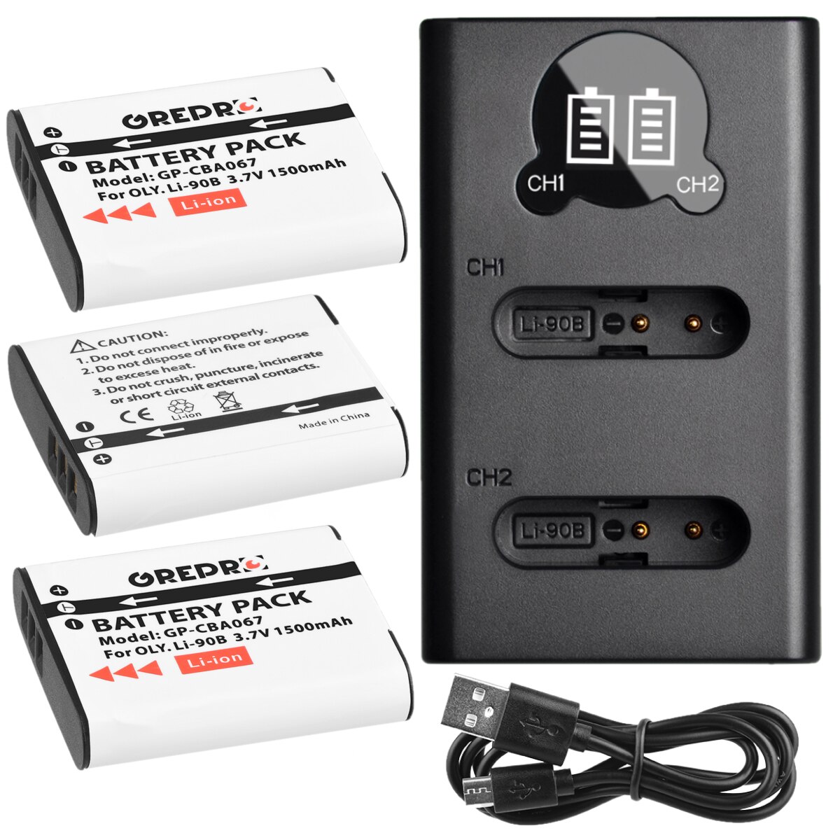 Batterie 1500mAh Li-92B + chargeur Li 90B Li92B avec type-c pour Olympus duty Li-90B TG-5 TG-4 TG-6 SH-1 SH-2 SH-60 SH-5