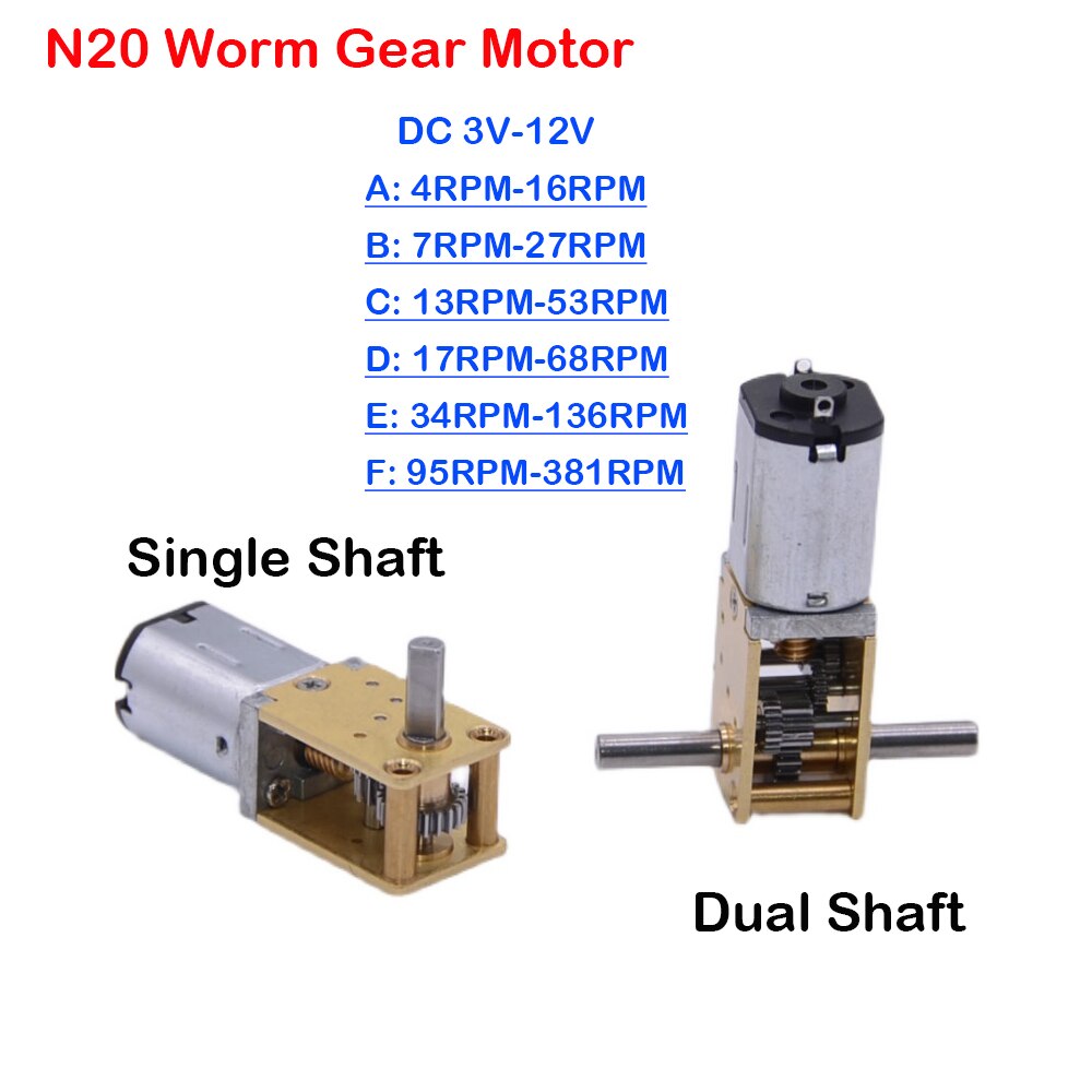 1Stck N20 Getriebe Motor- DC 3V-12V 4RPM-381RPM Langsam Geschwindigkeit Hohe Drehmoment Dual Achse Motor- Alle Metall Wurm die Ermäßigung Motor- für Clever Roboter