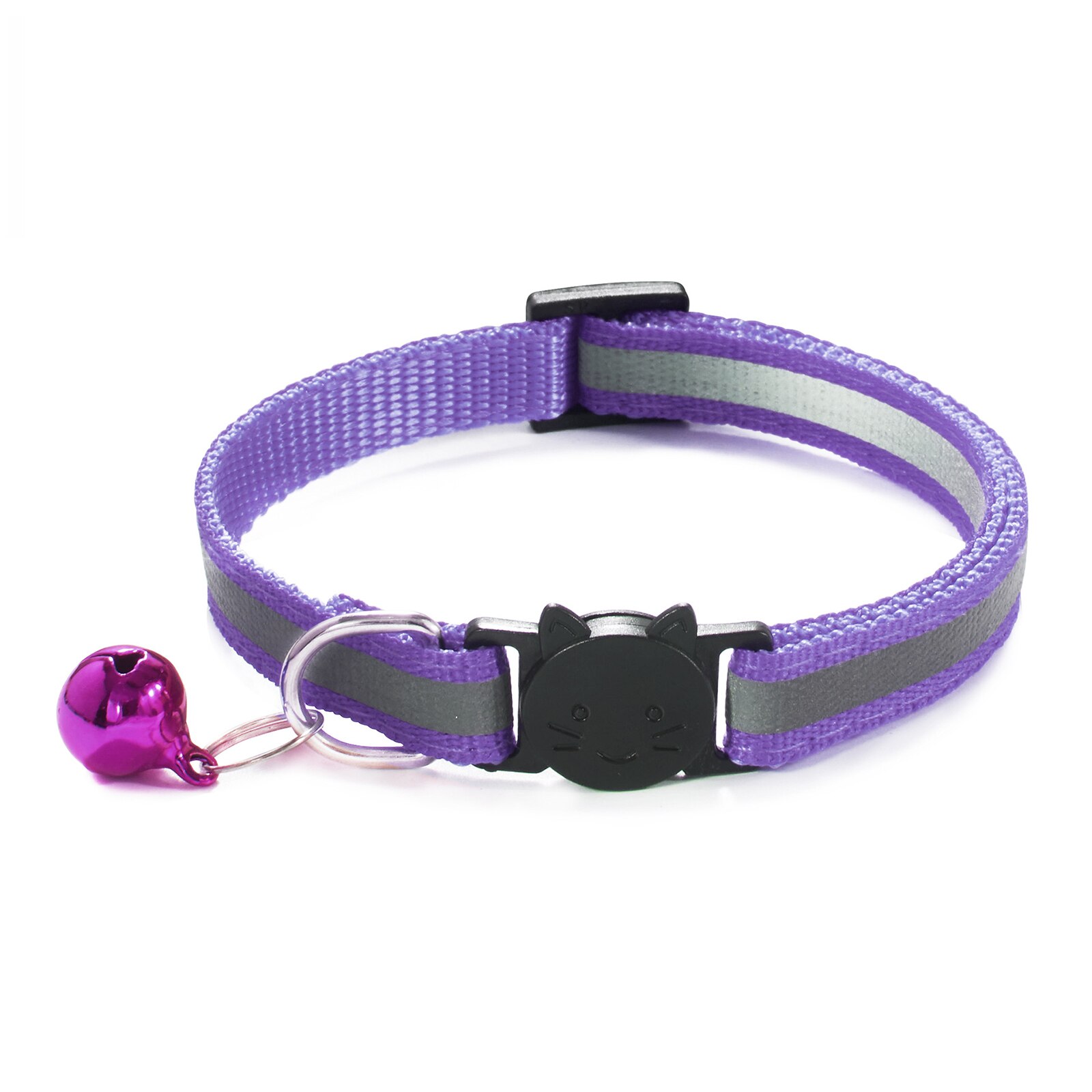 Collar de campana para gatos calientes, hebillas ajustables reflectantes de nailon, Collar para mascotas, seguro, botón para cabeza de gato, accesorios bonitos: 3