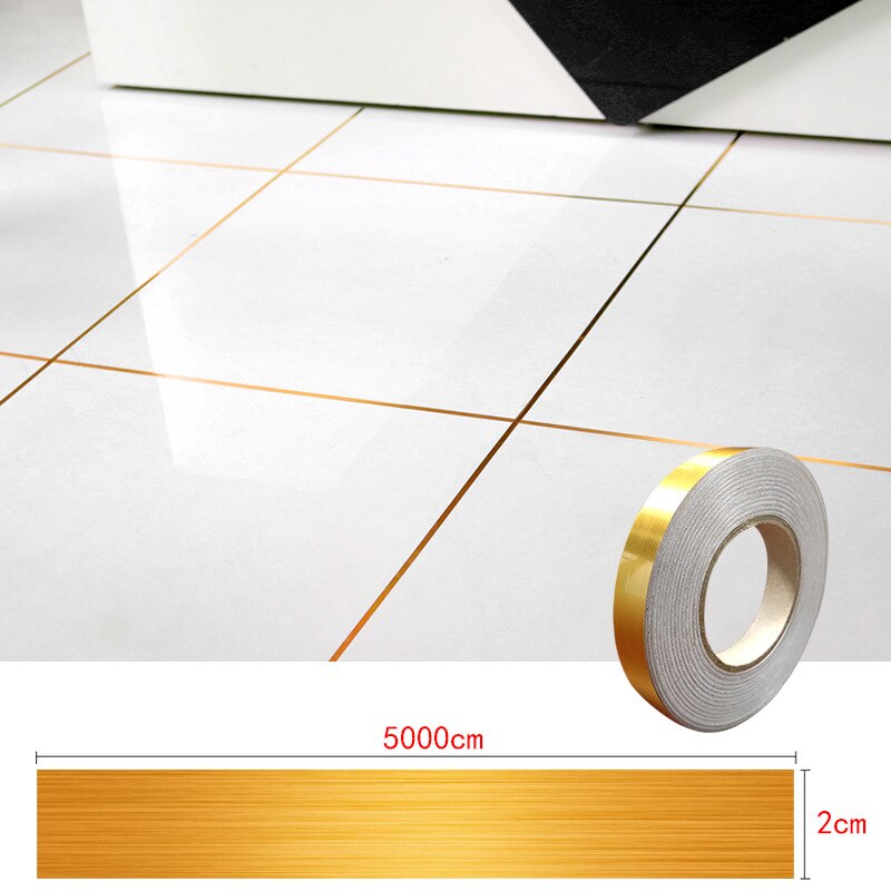 Ceramic Tile Mildewproof Gap Tape Tile Gap Sealing Tape Waterproof Foil Strip Silver Golden Rims HKS99