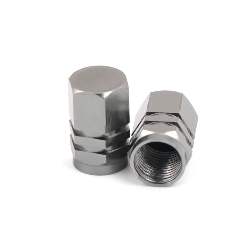 2 stuks universele aluminium fietsbandventieldoppen, fiets- en motorventieldop, autowieldop, rond, 10 kleuren: Grijs