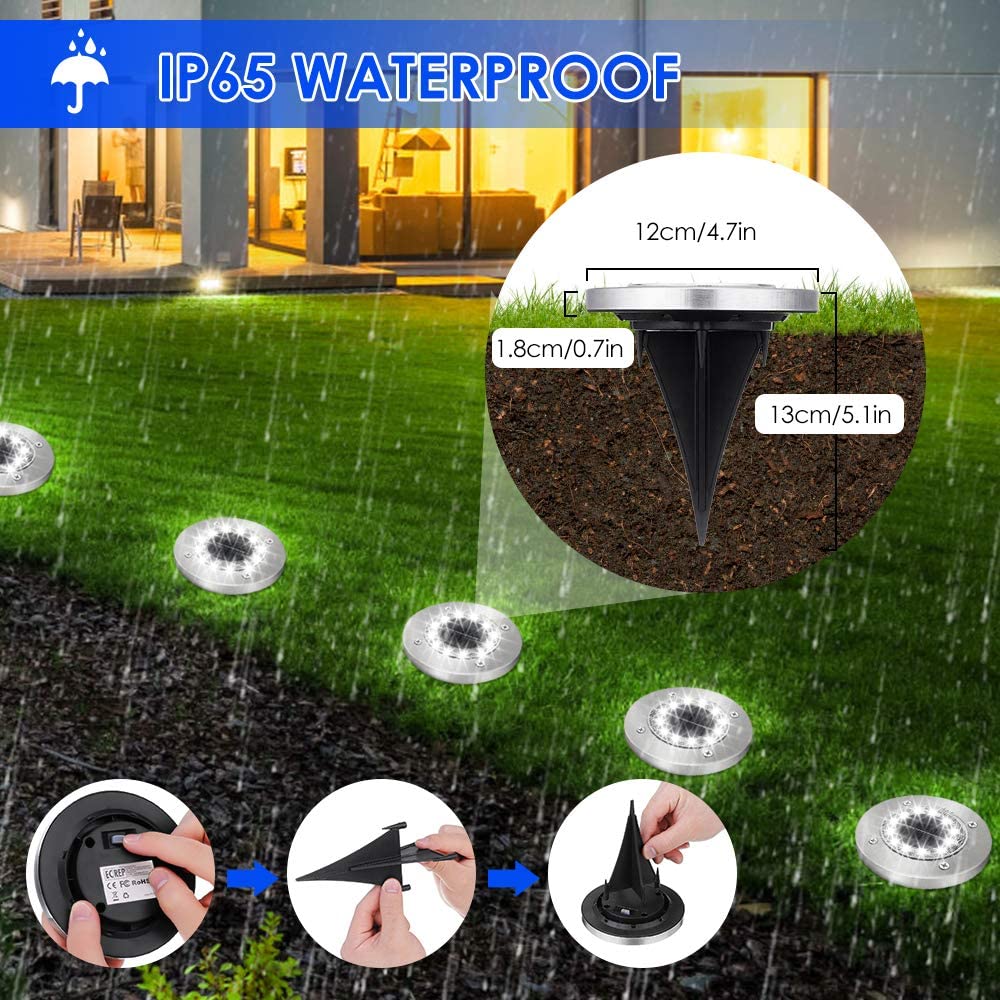 Solar Grond Lichten 12 Led Solar Tuinverlichting Waterdichte Outdoor Solar Schijf Verlichting Landschap Verlichting Voor Gazon Pathway Yard