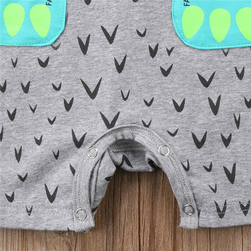 Mignon infantile bébé vêtements bébé garçon filles dessin animé monstre barboteuse combinaison à manches courtes à capuche été tenue vêtements