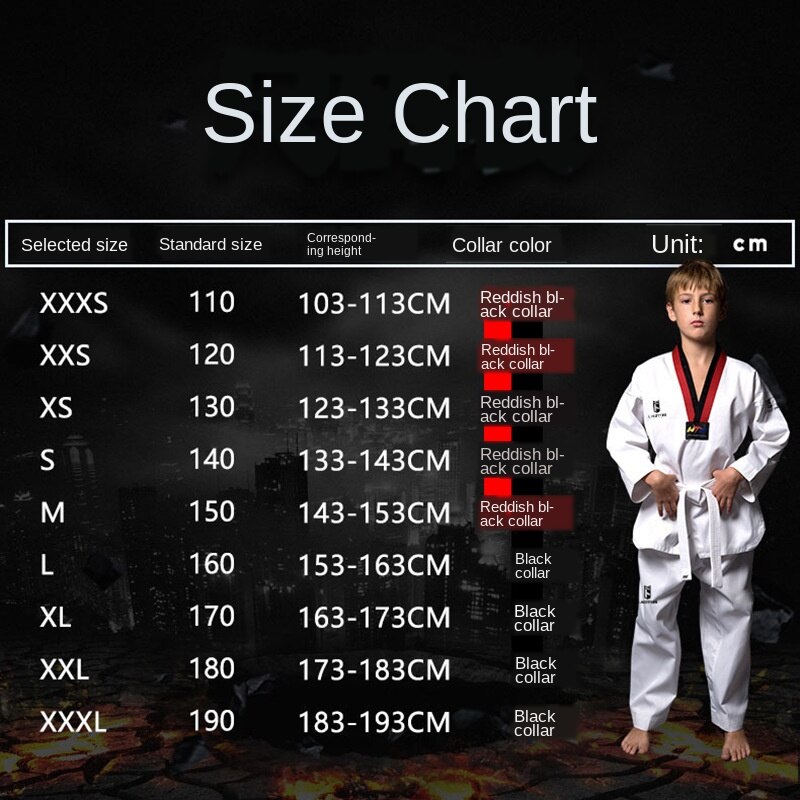 Tradicional de los niños Dobok para Taekwondo ropa adulto manga larga WTF Karate uniforme blanco de los hombres de algodón Mujer Fitness traje de entrenamiento