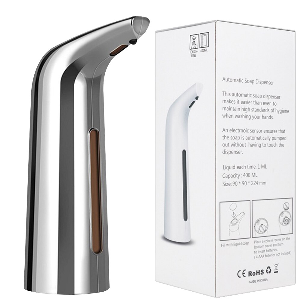 Bathroom Touchless Hand Wash Dispenser Automatic Soap Dispenser Infrared Sensor Hand Washing Tool 400ml: Silver