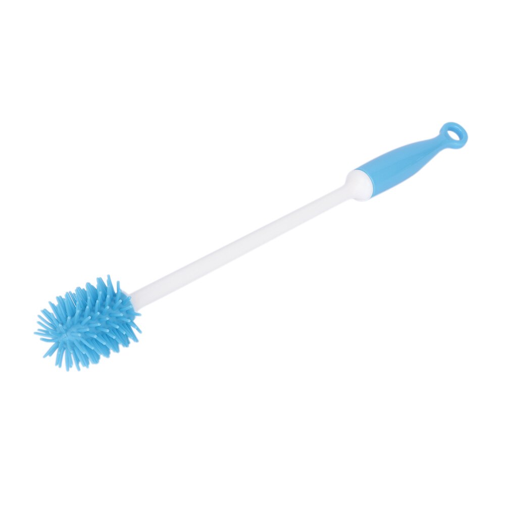 Baby Milk Bottle Brush Nipple Brush 360-degree Rotating Head Cleaning Sponge Cup Brush Silicone Long Handle Wash Cup Brush: blue