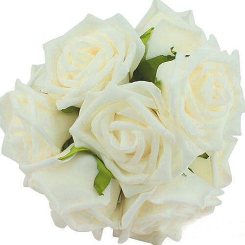 10 Stuks/pak 8Cm Home Decoratieve Bloemen 11 Kleuren Pe Foam Kunstmatige Rose Bloemen Voor Bruiloft Valentijnsdag Decoratie: Milk White