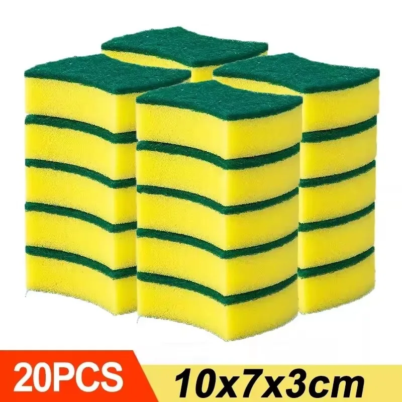 100/1Pcs Kitchen Dishwashing Sponge Household Cleaning Brush Sponge Soft Absorbent Clean Rub Pot Rust Pad Scouring Removing Kits: Orange