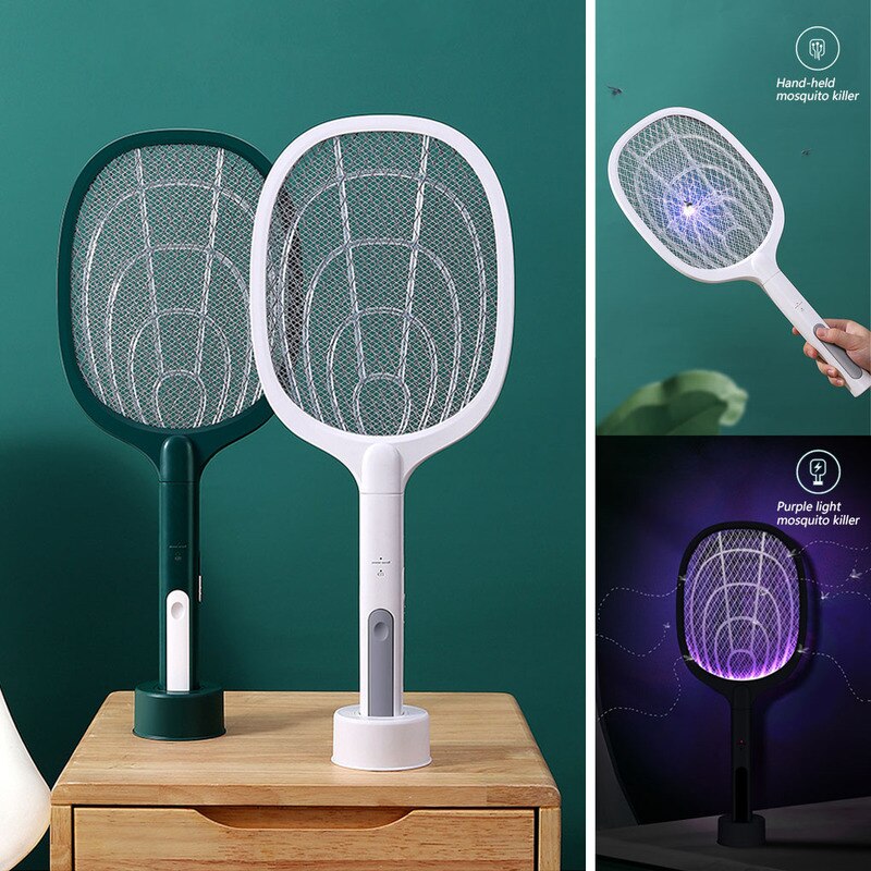 Raquette anti-mouches électrique, lumière UV, Rechargeable par USB, lampe LED, piège à moustiques d'été, raquette anti-insectes
