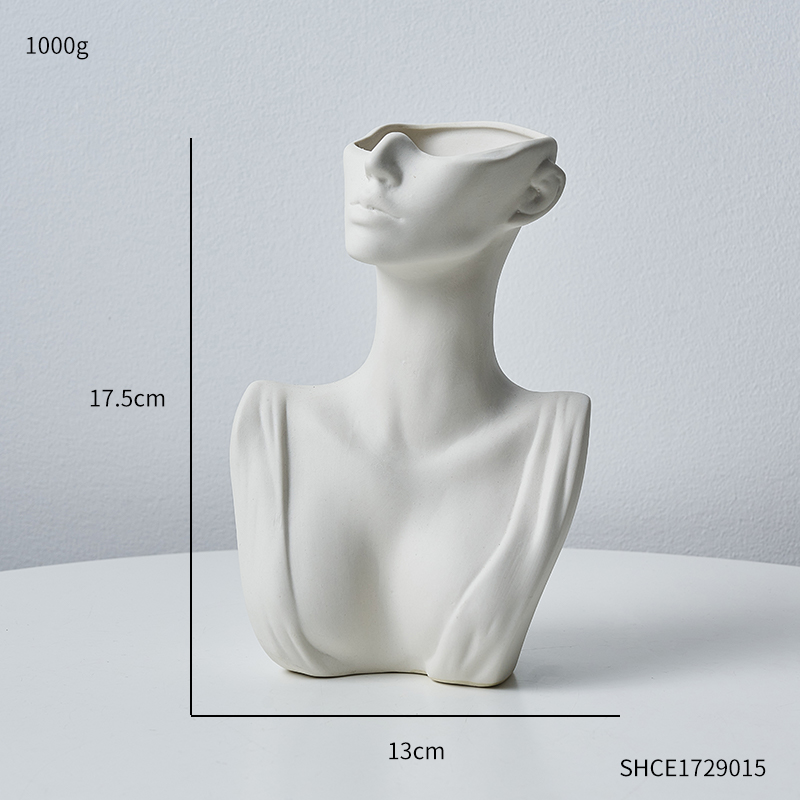 Ansigt vase keramik moderne kunst skulptur boligdekoration plantekrukker dekorativ stue dekoration bordplade blomstervaser: C
