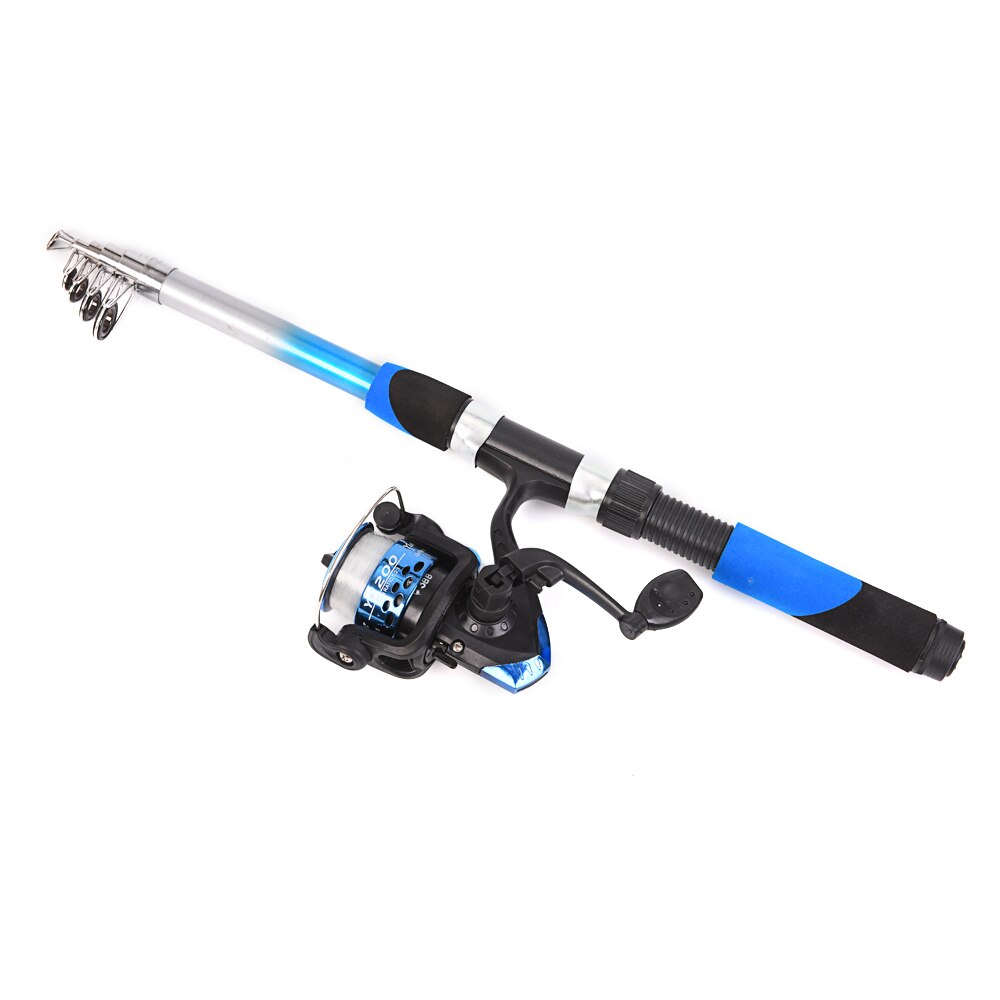 Lixada Fishing Tackle Set with Telescopic Fiberglass Fishing Rod Spinning Fishing Reel Fishing Baits Hooks Fishing Bag Combo Kit: Blue / Bundle2