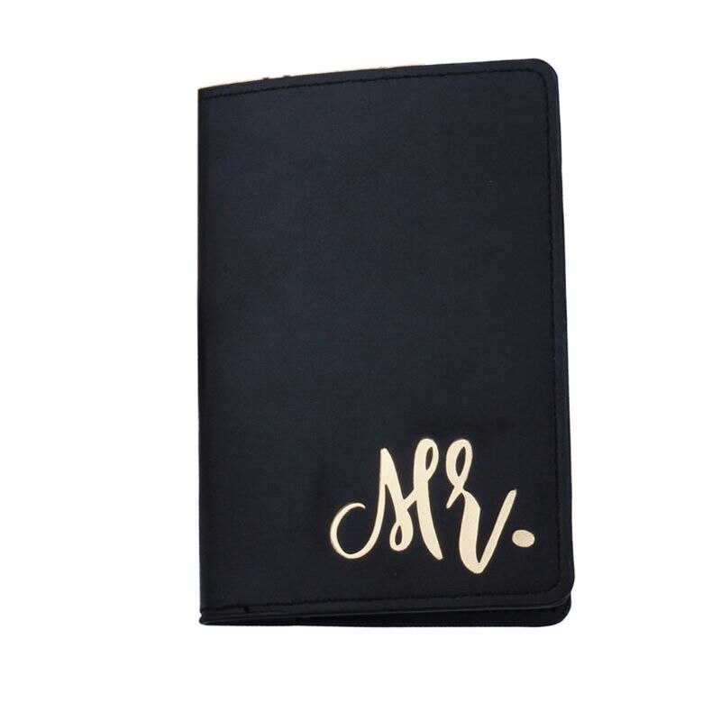 Bärbar mr mrs travel pass-id kreditkortshållare fodralskydd: Svart