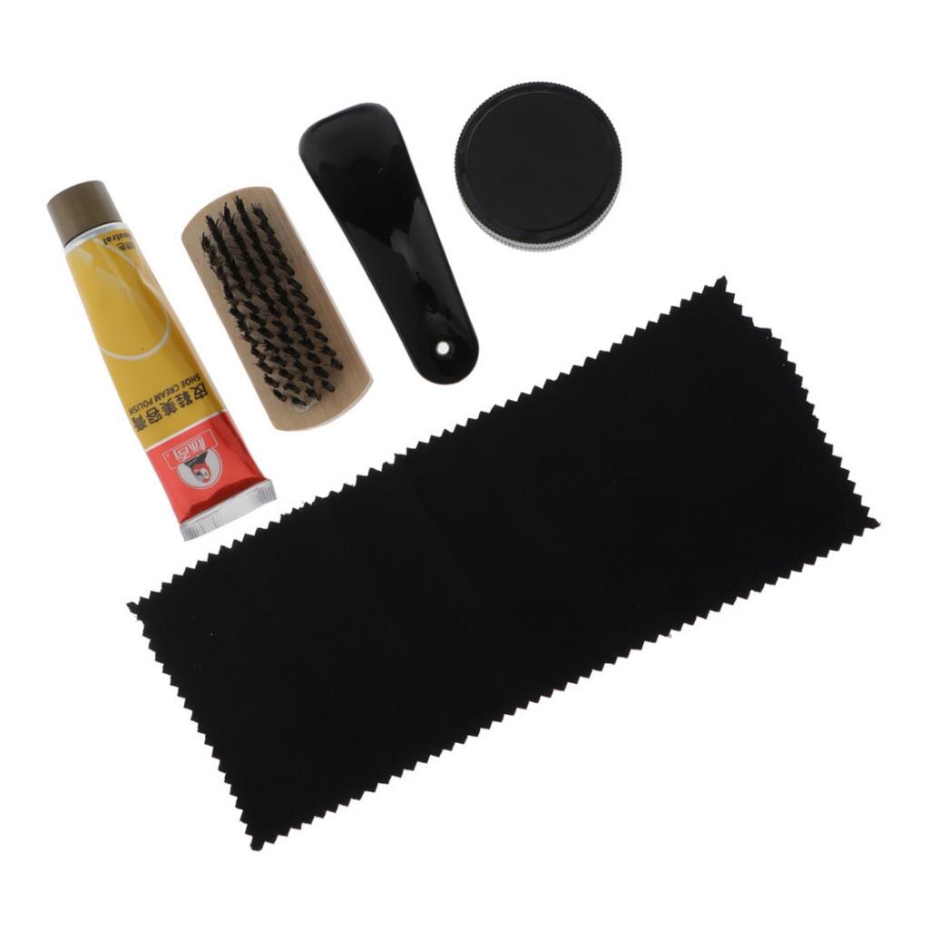 6pcs/set Shoes Shine Care Kit Polish Boot Cleaning Brush Tool With Cloth Bag