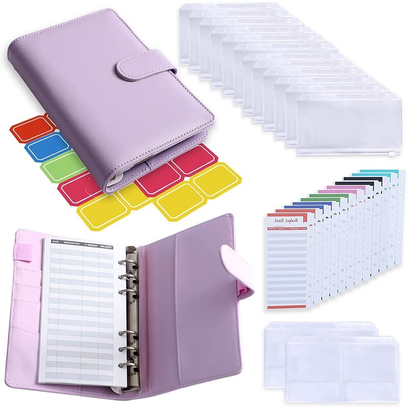Carpeta A6 de 29 unidades, archivador de precios, gestión de facturas, adecuada para diarios de viaje, cuadernos de negocios: Purple