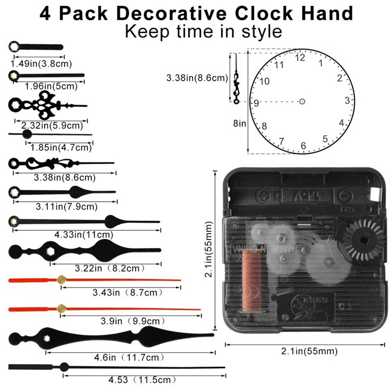 DIY Wall High Torque Long Shaft Clock Movement Mechanism Kits with Replacement Repair Parts Silent Custom Clock