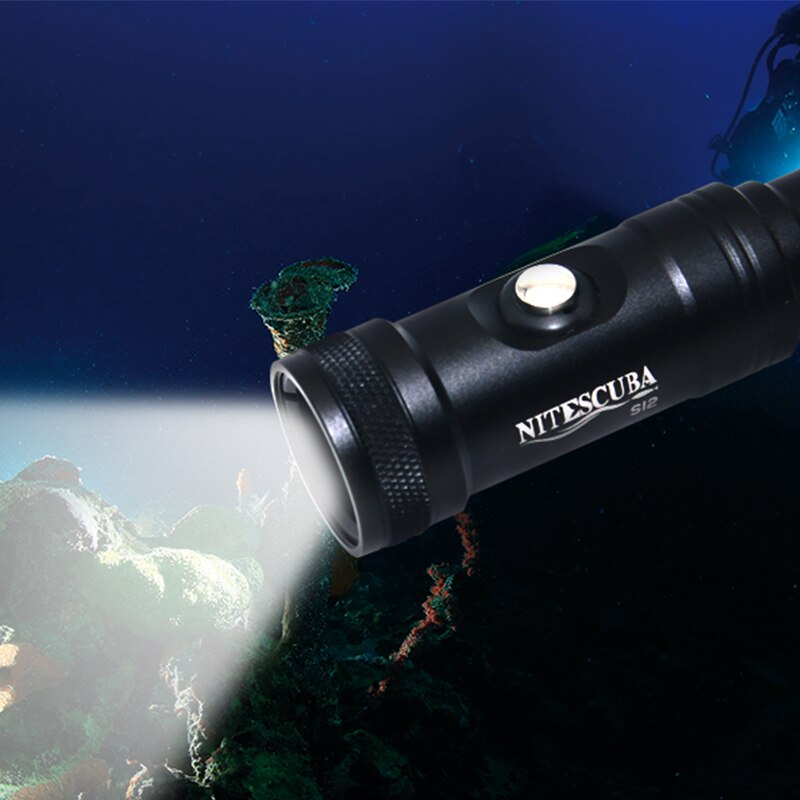 Nitescuba S12 Led Duiken Zaklamp Duiklamp 1200 Lumen Waterdicht Onderwater Lamp Led Kamp Licht Outdoor Zaklamp