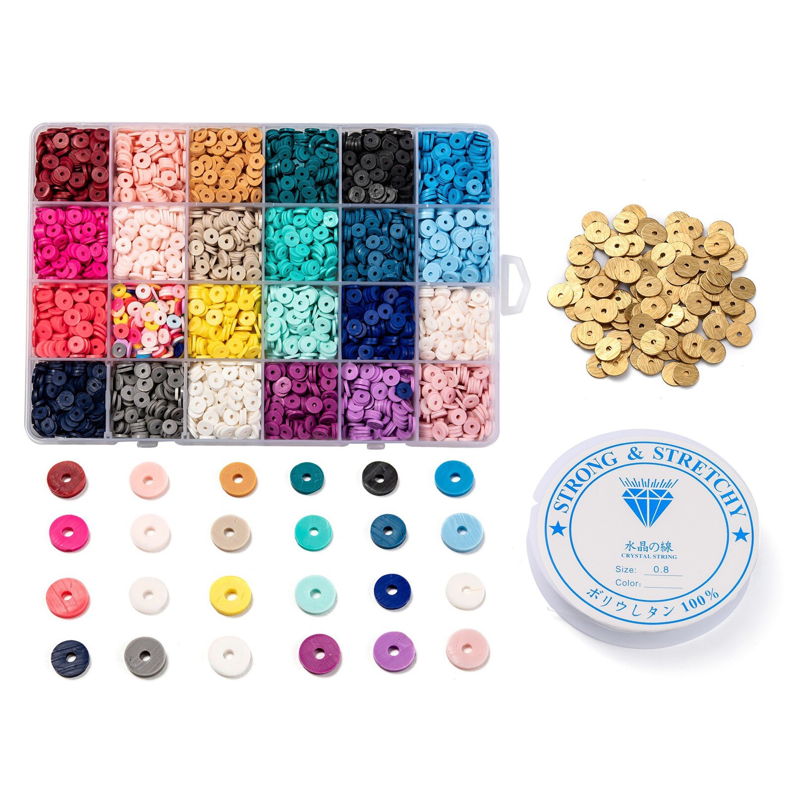 DIY Heishi Bead Style Stretch Bracelets Making Kits with Polymer Clay &amp; Acrylic &amp; Non-magnetic Synthetic Elastic Crystal Thread: A87