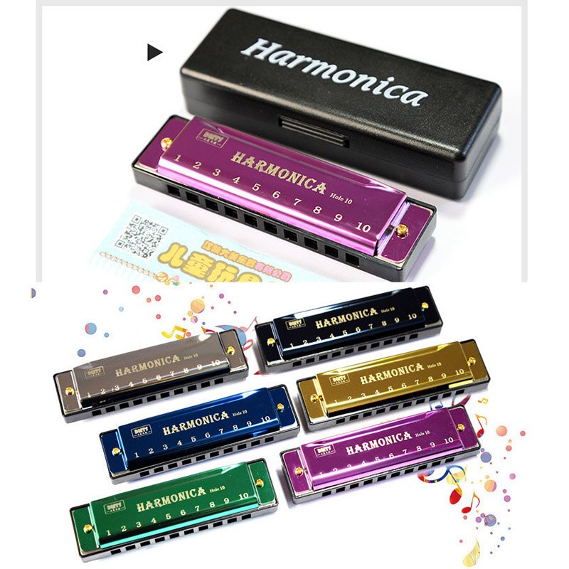 10 Holes Key of C Blues Harmonica Musical Instrument Educational Beginner Teaching Playing Copper Core Resin Harmonica
